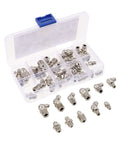 Top Notch 45 Piece Zerk Grease Fittings Kit Made From Durable Carbon Steel Featuring M6 M8 And M10 Straight And Angled Nipples For Tractors And Heavy Equipment Maintenance Tasks Easy Access To Tough Spots, assorted fittings in storage case