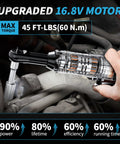 Cordless Ratchet Wrench Set With 16.8V Beefy Power 45 Ft Lbs Torque 550 RPM Dual Cooling Extended Run Time Heavy Duty Build Includes 2x 2Ah Batteries One Quarter Inch Adapter 3 Inch Extension Bar Variable Speed Electric Tool Kit In Blue in engine bay
