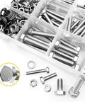 600 Piece Beefy Hex Head Cap Screws Set M3 M4 M5 M6 In 304 Stainless Steel With Nuts And Washers For DIY Projects And Auto Repairs Heavy Duty Durable Precision Thread Bolts in organizer tray