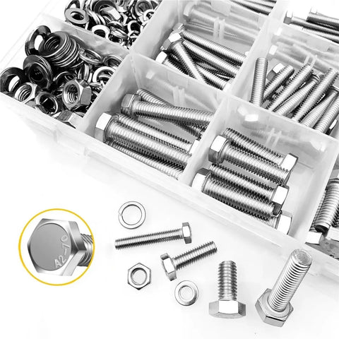 600 Piece Beefy Hex Head Cap Screws Set M3 M4 M5 M6 In 304 Stainless Steel With Nuts And Washers For DIY Projects And Auto Repairs Heavy Duty Durable Precision Thread Bolts in organizer tray