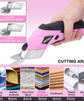 3.7V Cordless Electric Scissors Fast Cutting Fabric Cutter For Carpets Cardboard Leather With Dual Blades And Charging Cable perfect for cutting various materials.