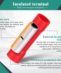 All In One Pro Grade 1180 Piece Wire Connectors And Terminal Kit showing insulated red terminal with brass core and PVC sheath