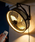 20-Inch Wall Mounted Fan With Lights, 360 Degree Tilt, Remote And App Control, 6 Speed Reversible, 3CCT Dimmable installed on wall