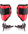 Height Adjustable Tree Climbing Spikes Set with straps and protectors, pro grade lightweight aluminum spurs for arborist work.