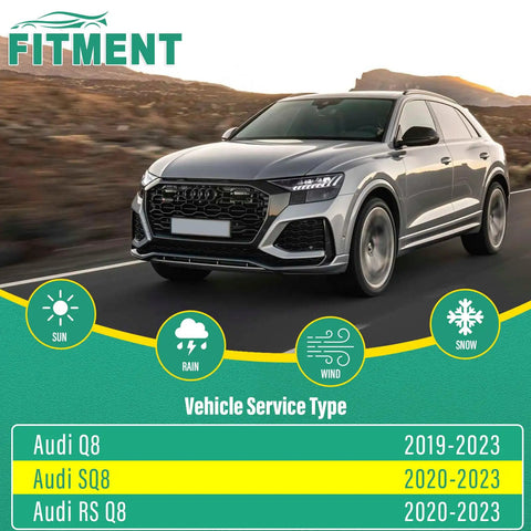 Audi Q8 driving on road suitable for Audi Q8 Wiper Blades Set 26 Inch Front 20 Inch Front 16 Inch Rear All Weather Replacement