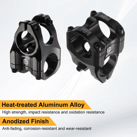 Heavy Duty Aluminum Alloy Bike Stem for 31.8mm Handlebars, 35mm Length, Fits 1 1/8 Inch Fork with anodized black finish