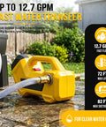 Brushless Cordless Water Transfer Pump For Yard Drainage And Job Site Projects Heavy Duty Utility Machine Built For 20 V Tool Batteries with clear water hose