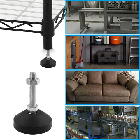 Shop Grade Adjustable Leveling Feet With T Nut Bolts on cabinets and furniture for stable, level surfaces in various setups.