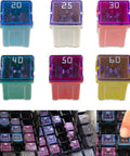 Tough As Nails Square Blade Fuse Assortment Kit With 20A To 60A Specs featuring colored fuses for vehicle circuits.