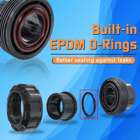 1 Inch Slip Union Coupling Pipe Fitting 4 Pack Schedule 80 With EPDM O Ring Socket X Socket Grey Durable For Home Plumbing
