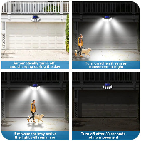 Cordless Solar Motion Sensor Lights Outdoor So Bright, 300 LED 6500K Flood Light With 5 Adjustable Heads, 360 Degree Wide Angle