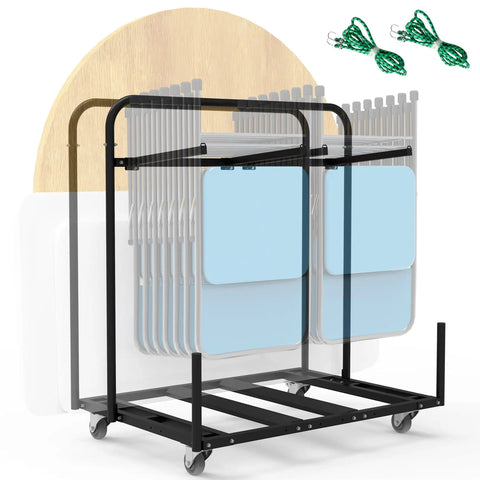 Heavy Duty Folding Chair And Table Rack Cart For Events And Venues Holds 10 To 16 Chairs And 4 To 8 Tables Powder Coated Steel
