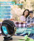 Power-Packed 12000mAh Clip-On Fan With 8 Inch Blade, 30 Hour Runtime, Ultra Quiet Operation, Heavy-Duty Clamp, USB Desk Fan