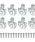 8 Pack Sliding Wardrobe Door Hardware Kit With Roller Wheels Round Recess Pulls Knobs Adjustable Hooks And Screws For Two Wood Doors Galvanized Steel Construction And Dual Floor Guides For Easy Smooth Operation