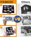 20-piece stamp and die storage set with rubber magnetic sheets for scrapbooking; collage shows 0.6 mm vs 0.3 mm thickness.