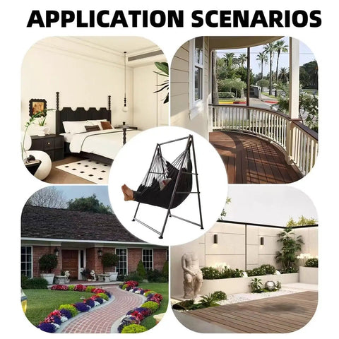 Ultra Cozy Hammock Chair Set With Foldable Anti Tip Stand X Large Swing Chair in various indoor and outdoor settings
