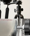 Four Piece Heavy Duty Stainless Steel Wing Knob Set Featuring Quarter Inch Coarse Thread And Rugged Black Grip For Quick Adjustable Fastening No Sweat Tweaks Built Like A Tank And Solid For Every Job on tripod and mounted