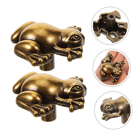 4 Pack Retro Frog Shape Pull Handles For Cabinets And Drawers, Dope Vintage Zinc Alloy Animal Knob Hardware, Sturdy Wardrobe