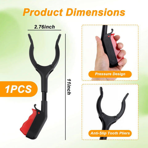 11 Inch Reacher Tool With 360 Degree Rotating Jaw And Anti Slip Grip For Trash Cleanup And Litter Picking Ergonomic Handle Reaching Objects Up To Four Inches Ideal For Sanitation Workers And Hard To Reach Spots
