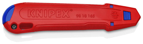 CutiX Universal Snap Knife With Stabilization Bar, 6-1/2 Inch Red Blue Grip, Quick Blade Replacement Without Tools, side view