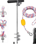 36 Inch Sand Anchor For Boat With 32 Foot Rope Screw In Anchor Pole Stainless Steel For Shallow Water Beach Days Grip Tight