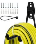 Wall Mounted Carbon Steel Garage Hooks Ev Charger Holder Anti Slip Coating Heavy Duty Storage For Power Cable Ladder Hose And Garden Tools To Keep Your Garage Squared Away And Stress Free with yellow hose and mounting accessories.