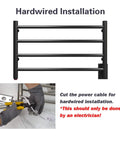 4 Bar Towel Warmer And Dryer Wall Mounted Plug In Bath Towel Heater Matte Black Energy Efficient 60W Fast Heat To 130 F ETL Certified