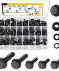 272 Piece Alloy Steel Flange Hex Bolts And Nuts Kit For Furniture Assembly With Corrosion Resistant Coated Finish Beefy Heavy Duty Fasteners
