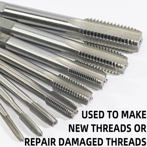 M8 By 1mm Tap And Die Set For Metalworking Pro Grade HSS Tap And Alloy Tool Steel Die Right Hand High Precision Thread Repair Kit showing taps.