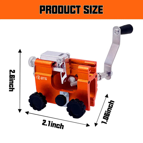 Manual Chainsaw Sharpener Set With Durable Clamp Portable Hand Crank Chain Grinder shown with size measurements