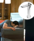 Heavy-Duty Zinc Alloy Refrigerator Door Hinge With Spring-Loaded Self-Closing Function next to man opening fridge