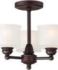 Semi Flush Mount Ceiling Light 3-Light Fixture In Glass Bronze, 180W Max, 13.5 High By 16 Wide, E26 Base, indoor light
