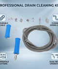 Heavy Duty Steel Drain Auger Cable With Six Removable Cutting Blades And Extended Ten Foot Reach For Knocking Out Stubborn Plugs From Kitchen Sink Lines To Bathroom Pipes Without Breaking A Sweat: 5m cable, six cutters.