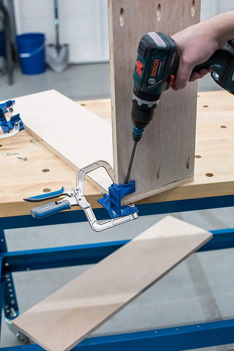 Using 90 Degree Corner Clamp Set, 2 Pack for Cabinets, Boxes, Drawers and T-Joints, Keeps Your Hands Free While You Fasten