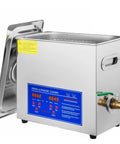 Top Shelf Ultrasonic Cleaner Featuring A Rock Solid 6 Liter Stainless Steel Tank And 200 Watt 40 Khz Heating Function To Kick Stubborn Grime Off Jewelry Glasses Brass And Tools, showing control panel and lid.