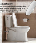 Bathroom with white toilet and 8 Piece Toilet Seat Bumpers Replacement Compatible With Cachet Brevia Glissade ReadyLatch K4636 K4637