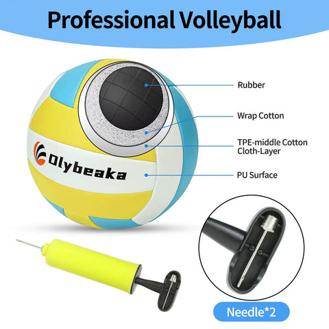 20 Foot Outdoor Volleyball Net Set With Anti Sag Net Adjustable Iron Poles Durable Carry Bag Soft PU Volleyball And Pump Quick Setup For Backyard Or Beach Game Ready Gear Rugged Yet Lightweight Blue