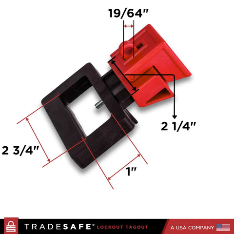 Three Pack Clamp On Circuit Breaker Lockout Device For 480 To 600 Volt Systems, Extra Large with detailed dimensions.