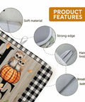 Thanksgiving Dish Drying Mat For Kitchen Counter With Maple Leaves Owl Design Absorbent Microfiber Cushioned Pad detail features