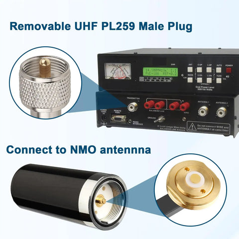 NMO Antenna Cable 15FT Low Loss RG58 Coaxial With Removable UHF PL259 Male Connector for VHF UHF CB Radios detail