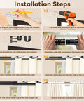 Installation steps for Double Curtain Rod Set 42 to 122 Inches, 1 Inch Telescoping Rods for Windows, Matte Black Finish