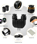 Stereo Binocular Viewer For Telescopes With 1.25 Inch Barrel And Two 32mm Plossl Eyepieces, components displayed.