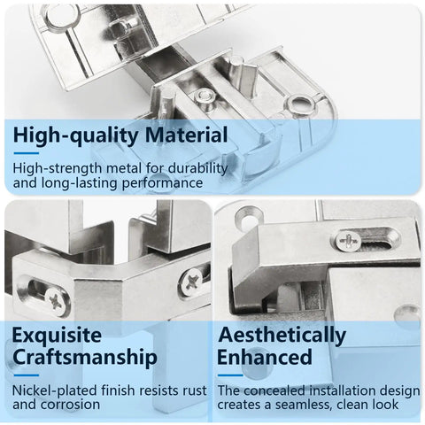 Adjustable Pie Cut Corner Hinge Replacing Grass 975 And Hafele Mepla Ssp Series Nickel Plated Cabinet Hardware close-up of durable metal design.