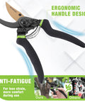 Effortless 8.5 Inch Bypass Pruning Shears With Die Cast Aluminum Handle, Sharp SK5 Blade, Nonstick Coating For Easy Clean