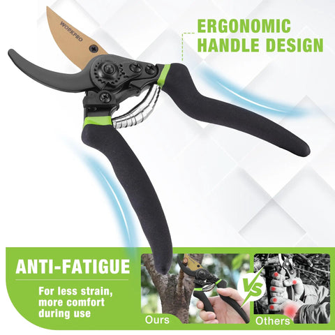 Effortless 8.5 Inch Bypass Pruning Shears With Die Cast Aluminum Handle, Sharp SK5 Blade, Nonstick Coating For Easy Clean