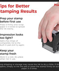 Hand pressing a Dead Legit Self Inking Approved Rubber Stamp For Office And Business Paperwork on scrap paper for better results.