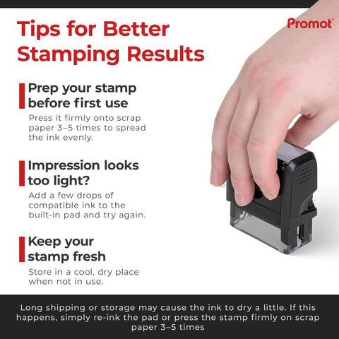Hand pressing a Dead Legit Self Inking Approved Rubber Stamp For Office And Business Paperwork on scrap paper for better results.