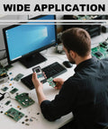 Man using Multifunction Transistor Tester LCR Meter With MOSFET Diode Capacitor Resistor Inductor ESR Meter Auto Checker