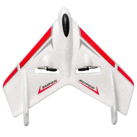 2.4GHz Ready To Fly RC Plane For Beginners With 3-Axis Gyro Auto Stabilization, white with red accents, front view