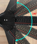 Aluminum Angle Finder Ruler With Integrated Protractor And Snap Marking Gauge For Spot On Construction Layouts measuring 140° angle.